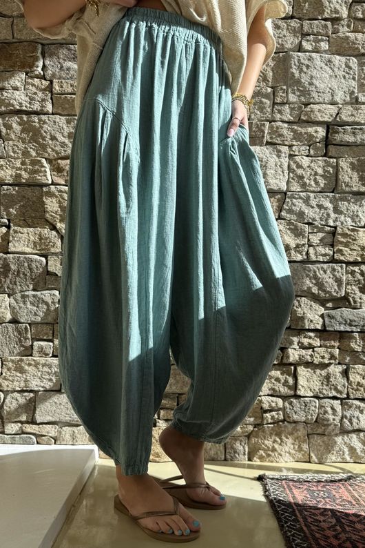 Noa Linen Blend Sia Barrel Trouser Sage